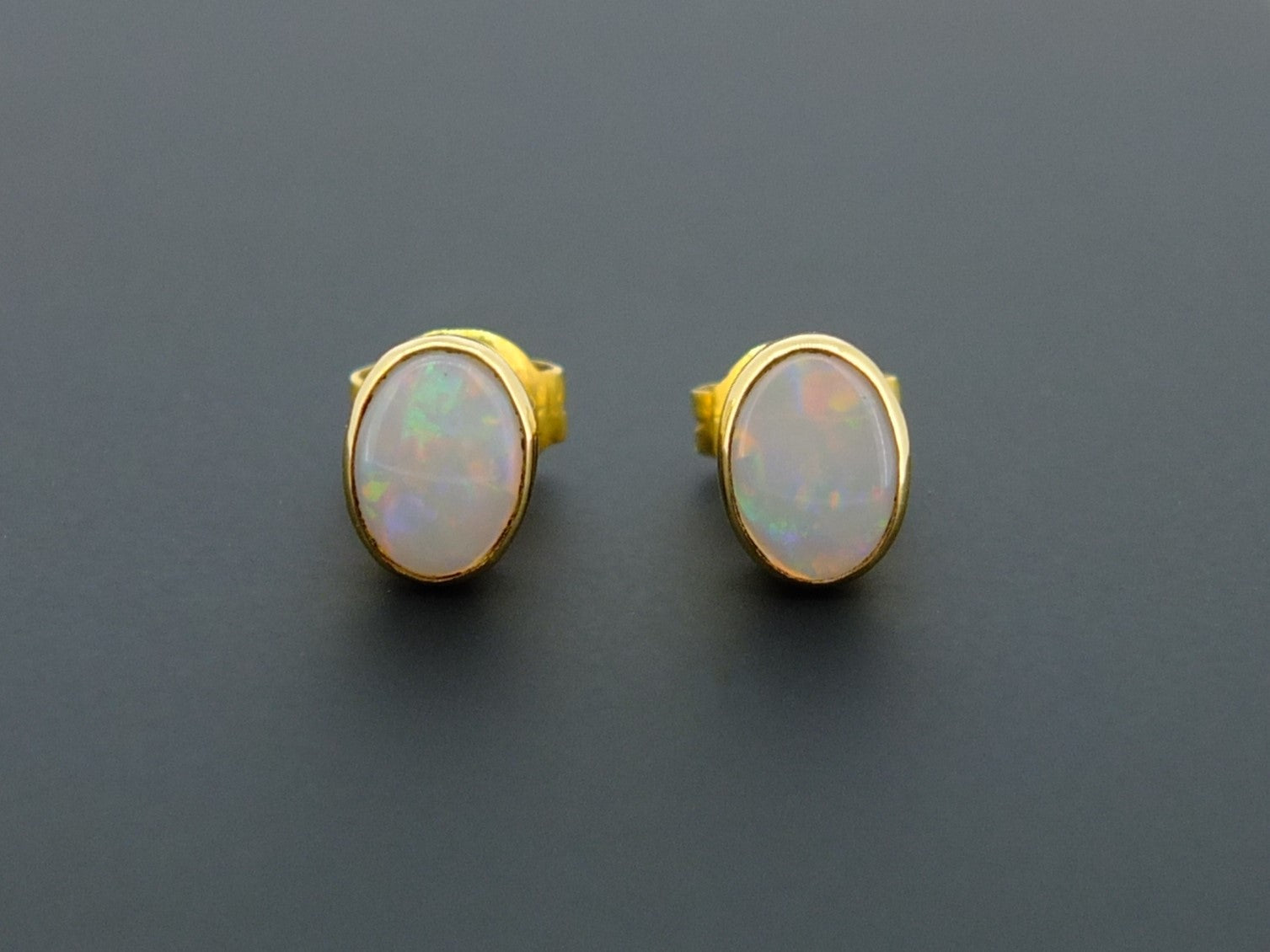 Australian Opal 18 CT Yellow Gold Stud Earrings