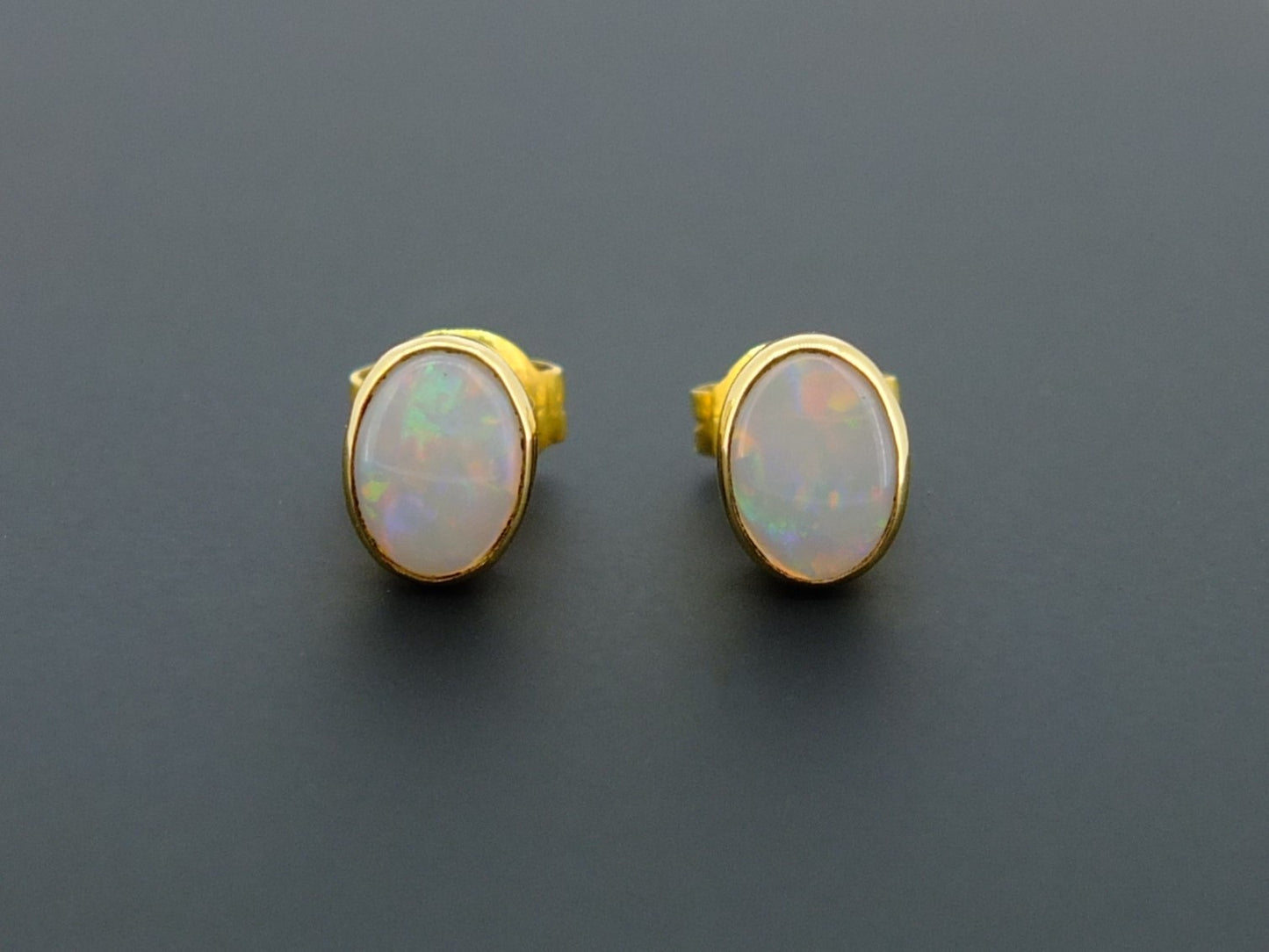 Australian Opal 18 CT Yellow Gold Stud Earrings