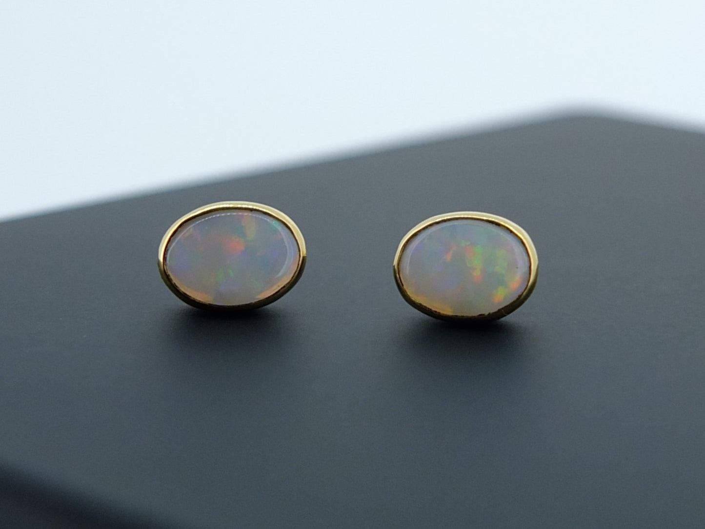 Australian Opal 18 CT Yellow Gold Stud Earrings