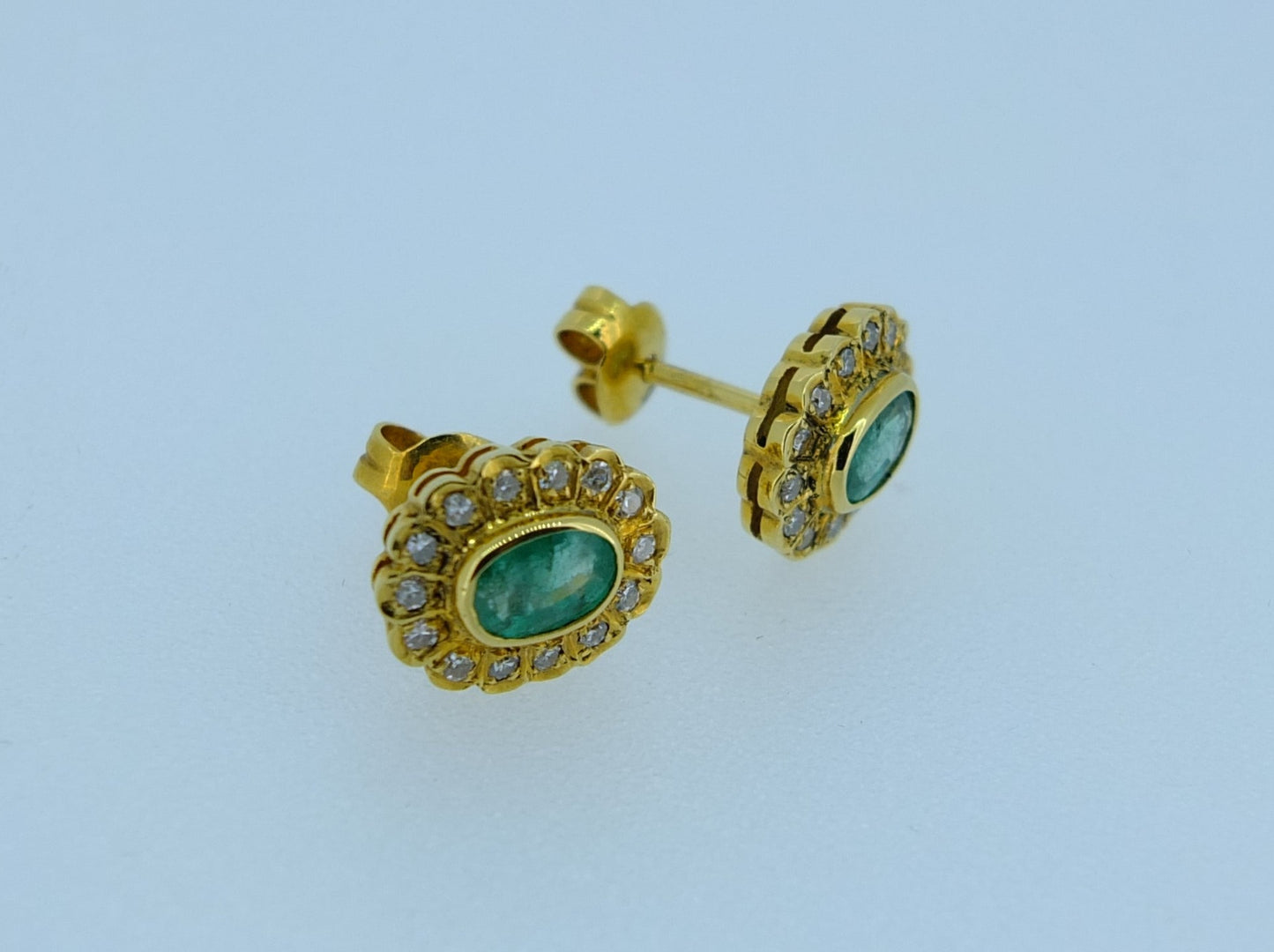 1.82 CT Colombian Emerald and Diamond 18 CT Gold Earrings