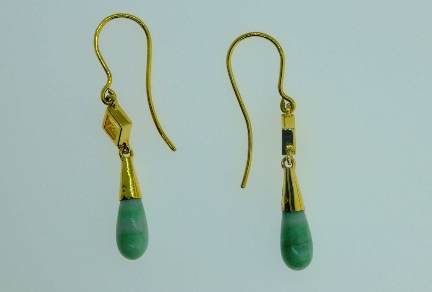 Jade & 9 CT Gold Drop Earrings