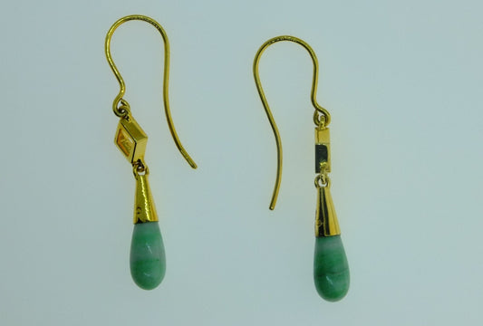 Jade & 9 CT Gold Drop Earrings