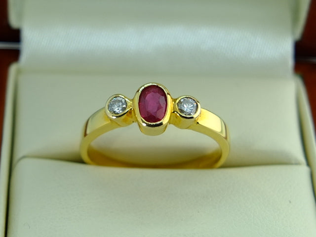 Ruby and Diamond 14ct Yellow Gold Ring