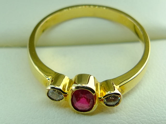 Ruby and Diamond 14ct Yellow Gold Ring