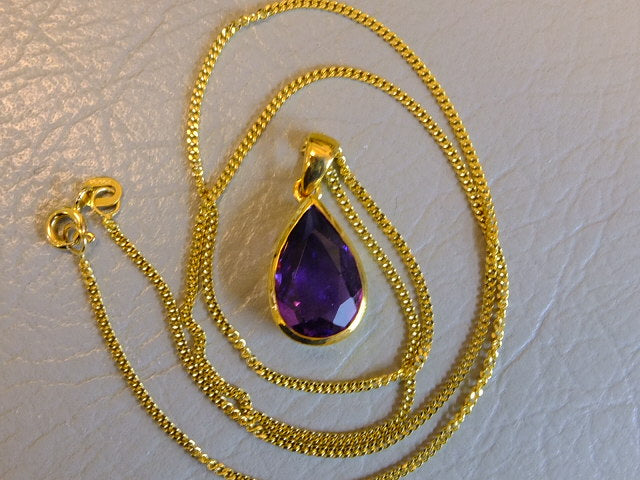 Amethyst with 18ct Gold Necklace