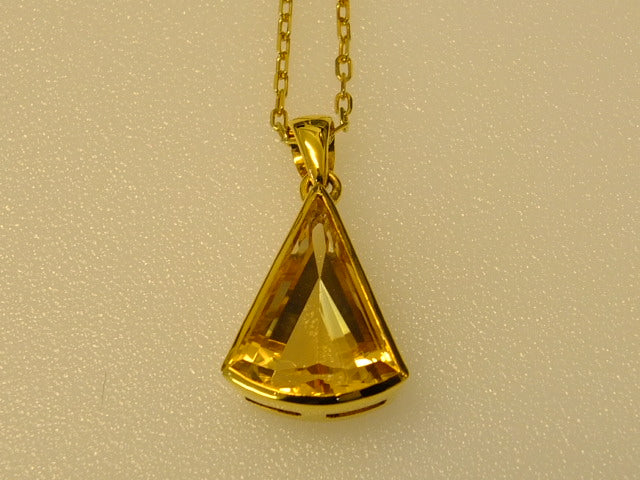 18ct Gold and Citrine Long Tri-Cut Necklace SOLD OUT