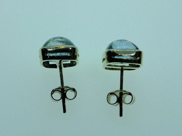Aquamarine Cabochon and Silver Earrings