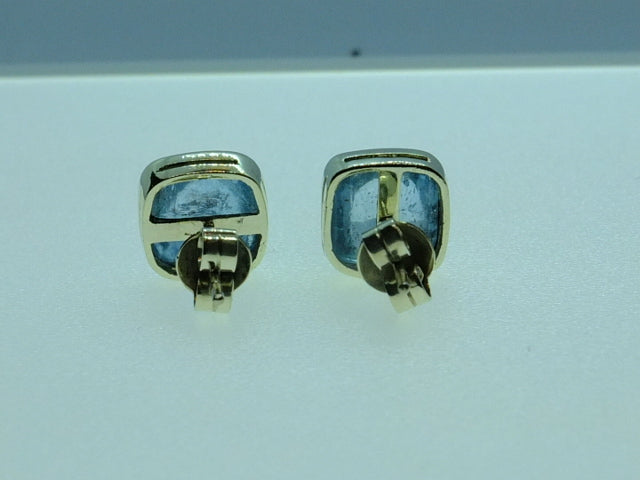 Aquamarine Cabochon and Silver Earrings