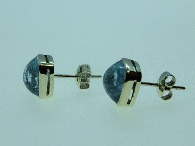 Aquamarine Cabochon and Silver Earrings