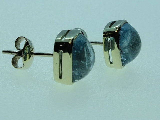 Aquamarine Cabochon and Silver Earrings