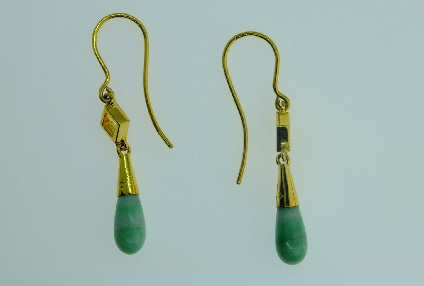 Jade & 9 CT Gold Drop Earrings