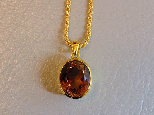 12.45 CT Imperial Topaz 18 Ct Yellow gold  Gold  Necklace