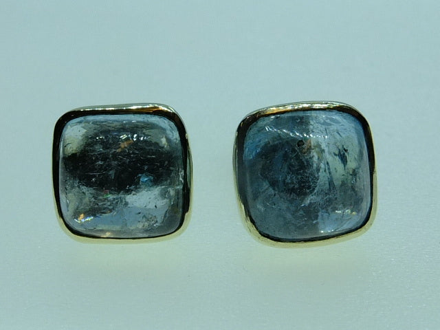 Aquamarine Cabochon and Silver Earrings