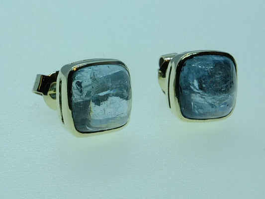 Aquamarine Cabochon and Silver Earrings